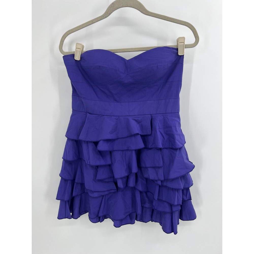 Akira‎ Chicago Purple Strapless Ruffle Mini Dress Sweetheart Neck MD-1911 Large